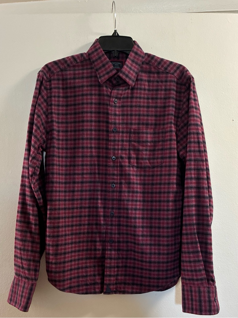 UNTUCKit Men's Burgundy and Black 100% Cotton Plaid Button-Down Shirt